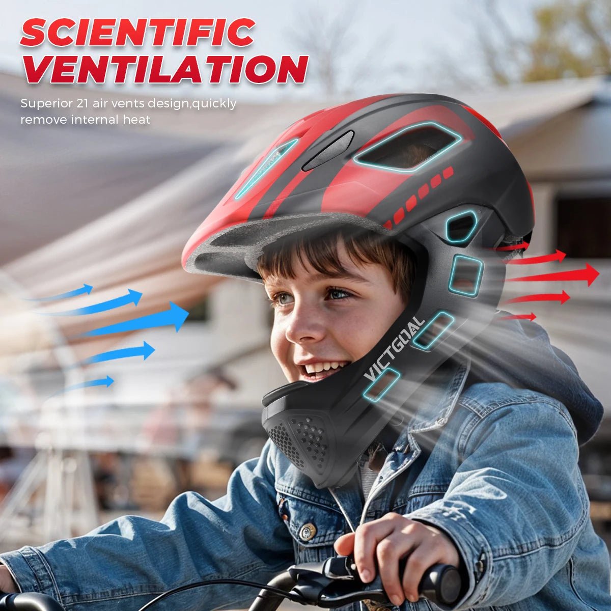 VICTGOAL Kids Detachable Full Face Bicycle Helmet - E - Bike QC