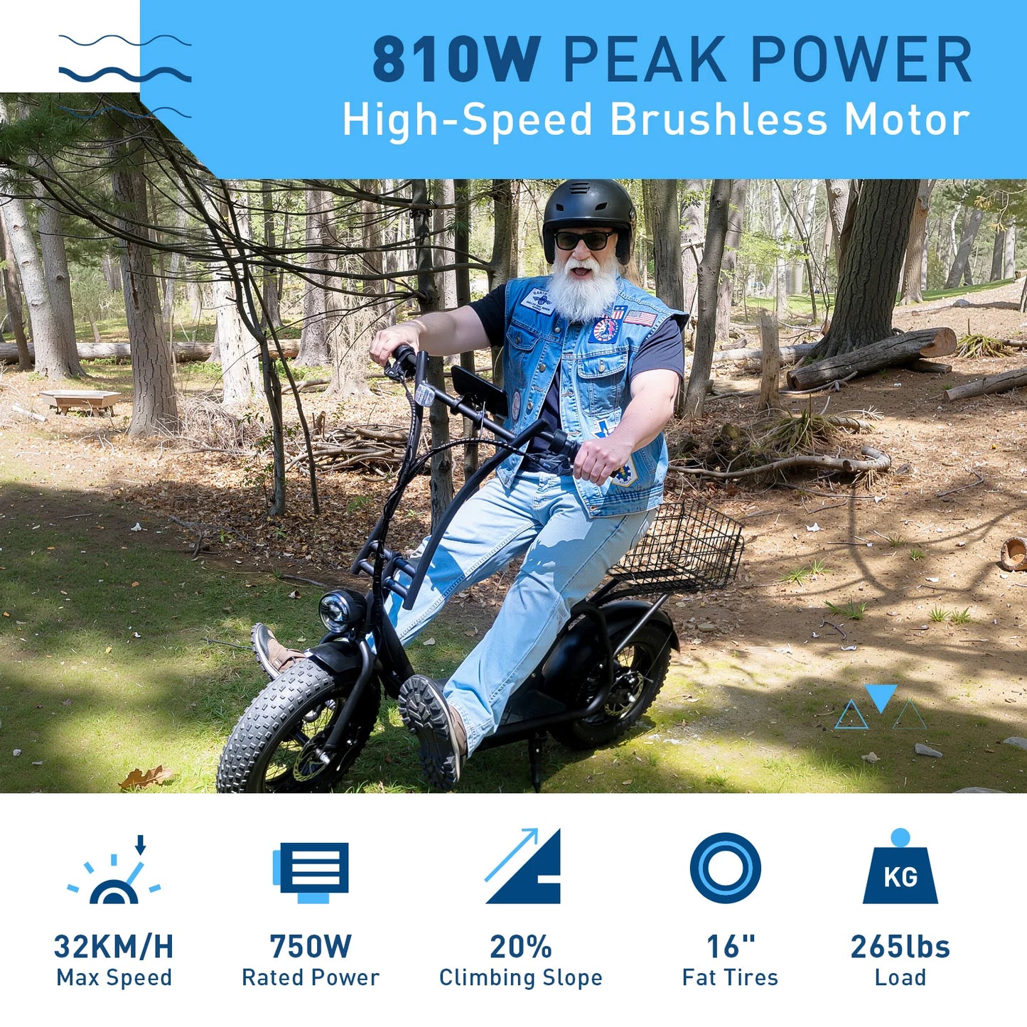 Hiboy U2 Pro Fat Tire Electric Scooter with Seat – 750W Motor, 48V 13Ah Battery, 16×4" Tires